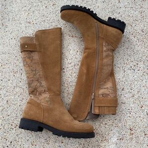 Italian Suede Boots with Map Detail